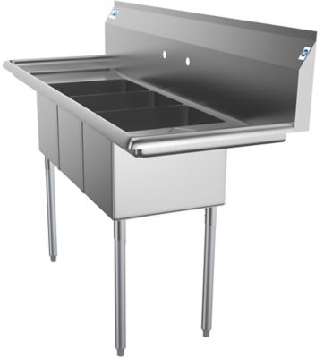 Image showing  60 in. Three Compartment Stainless Steel Commercial Sink with Drainboards, SC121610-12B3