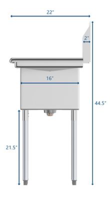 Image showing  51 in. Three Compartment Stainless Steel Commercial Sink with Drainboard, SC121610-12L3