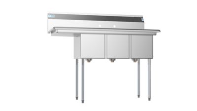 Image showing 5 th KoolMore 51 in. Three Compartment Stainless Steel Commercial Sink with Drainboard, SC121610-12L3