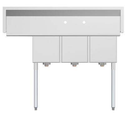 Image showing 5 th KoolMore 51 in. Three Compartment Stainless Steel Commercial Sink with Drainboard, SC121610-12R3