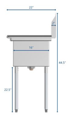 Image showing  55 in. Three Compartment Stainless Steel Commercial Sink with Drainboard