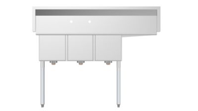 Image showing 7 th KoolMore 55 in. Three Compartment Stainless Steel Commercial Sink with Drainboard