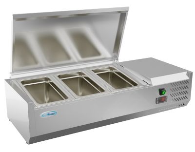 KoolMore 40 in. Three Pan Refrigerated Countertop Condiment Prep Station, SCDC-3P-SG