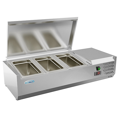 KoolMore 40 in. Three Pan Refrigerated Countertop Condiment Prep Station, SCDC-3P-SG