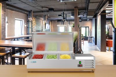 Image showing 5 th KoolMore 40 in. Three Pan Refrigerated Countertop Condiment Prep Station, SCDC-3P-SG