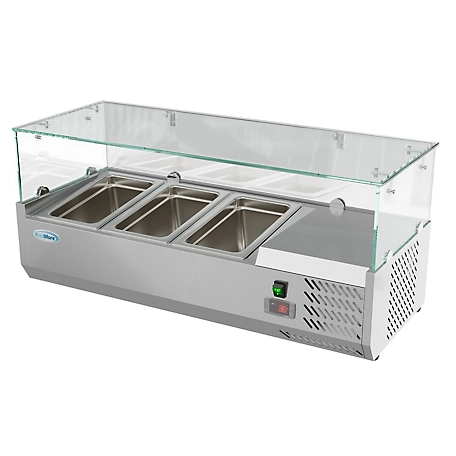KoolMore 40 in. Three Pan Refrigerated Countertop Condiment Prep Station, SCDC-3P-SSL