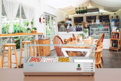 Image showing  40 in. Three Pan Refrigerated Countertop Condiment Prep Station