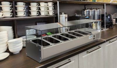 Image showing  59 in. Six Pan Refrigerated Countertop Condiment Prep Station, Scdc-6P-Ssl