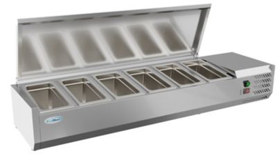 KoolMore 59 in. Six Pan Refrigerated Countertop Condiment Prep Station