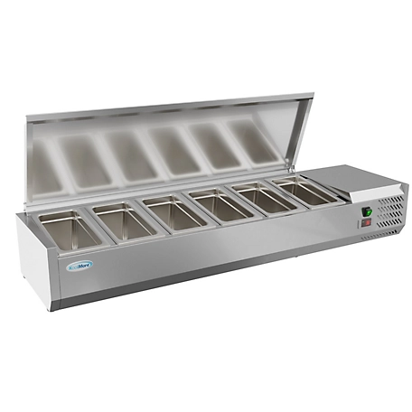 KoolMore 59 in. Six Pan Refrigerated Countertop Condiment Prep Station -, SCDC-6P-SSL