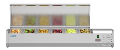 Image showing  59 in. Six Pan Refrigerated Countertop Condiment Prep Station