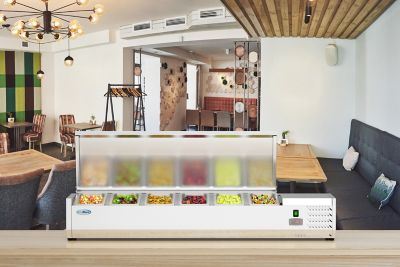 Image showing  59 in. Six Pan Refrigerated Countertop Condiment Prep Station