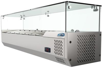 KoolMore 59 in. Seven Pan Refrigerated Countertop Condiment Prep Station -, SCDC-7T
