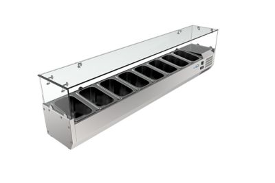 Image showing  71 in. Eight Pan Refrigerated Countertop Condiment Prep Station, SCDC-8P-SG