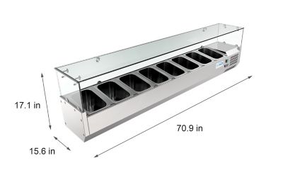 Image showing  71 in. Eight Pan Refrigerated Countertop Condiment Prep Station, SCDC-8P-SG