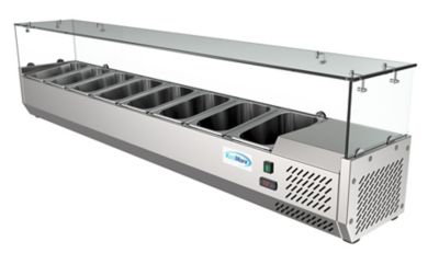 Image showing  71 in. Eight Pan Refrigerated Countertop Condiment Prep Station, SCDC-8P-SG