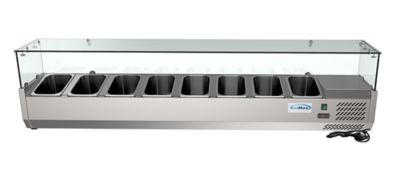Image showing 6 th KoolMore 71 in. Eight Pan Refrigerated Countertop Condiment Prep Station, SCDC-8P-SG
