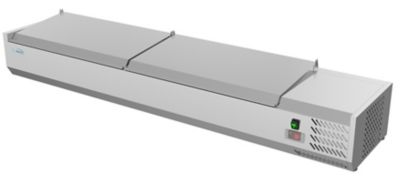 Image showing  71 in. Eight Pan Refrigerated Countertop Condiment Prep Station, SCDC-8P-SSL