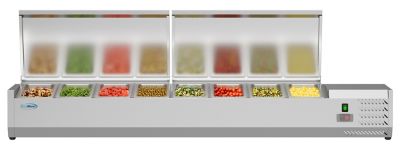 Image showing 5 th KoolMore 71 in. Eight Pan Refrigerated Countertop Condiment Prep Station, SCDC-8P-SSL