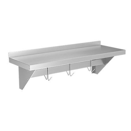 KoolMore 12 in. x 36 in. 18 Gauge Stainless Steel Heavy Duty Wall Shelf with Pot Rack, WMPS 1236