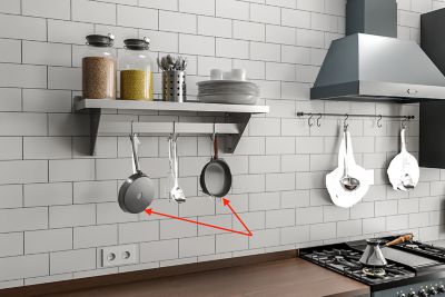 Image showing 6 th KoolMore 12 in. x 36 in. 18 Gauge Stainless Steel Heavy Duty Wall Shelf with Pot Rack, WMPS 1236