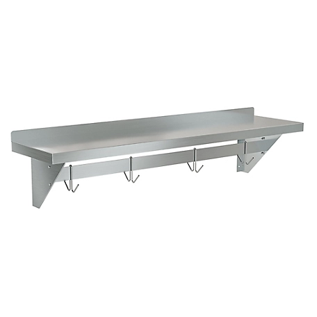 KoolMore 12 in. x 48 in. 18 Gauge Stainless Steel Heavy Duty Wall Shelf with Pot Rack, WMPS 1248