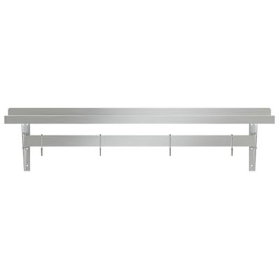 Image showing  12 in. x 48 in. 18 Gauge Stainless Steel Heavy Duty Wall Shelf with Pot Rack, WMPS 1248