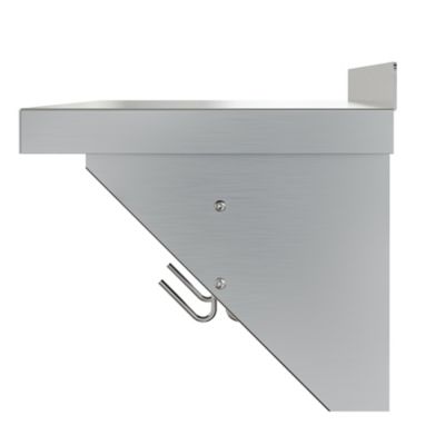 Image showing  12 in. x 60 in. 18 Gauge Stainless Steel Heavy Duty Wall Shelf with Pot Rack, WMPS 1260