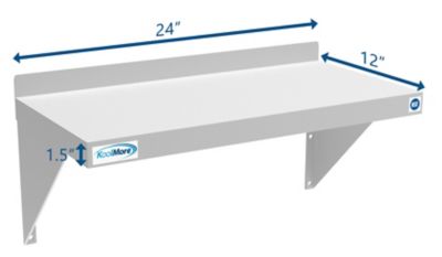 Image showing  12 in. x 24 in. 18 Gauge Stainless Steel Heavy Duty Wall Shelf, WMSH 1224