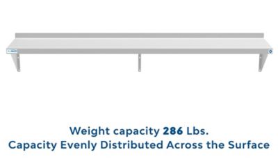 Image showing  12 in. x 72 in. 18 Gauge Stainless Steel Heavy Duty Wall Shelf, WMSH 1272