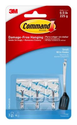 Command Small Clear Wire Hooks with Clear Strips 17067Clr-Es Great adhesive hooks