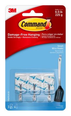 Command Small Clear Wire Hooks with Clear Strips 17067Clr-Es