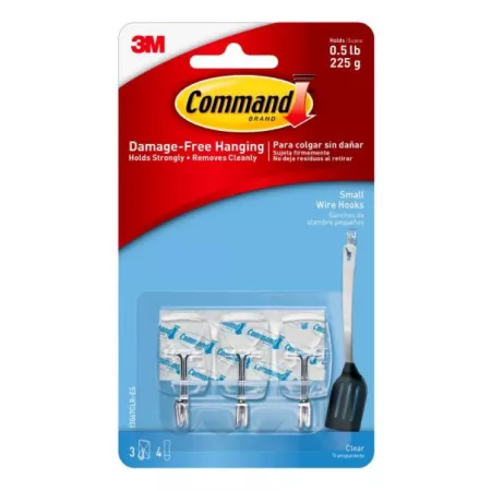 Command 0.5 lb Small Clear Wire Hooks with Clear Strips Hardware Hooks