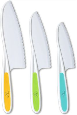 Tovla Jr. Knives for Kids 3 pc. Nylon Kitchen Baking & Cooking Knife Set in 3 Sizes & Colors - BPA-Free Kids' Knives