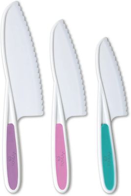 Tovla Jr. Knives for Kids 3 pc. Nylon Kitchen Baking & Cooking Knife Set in 3 Sizes & Colors - BPA-Free Kids' Knives, AON300429