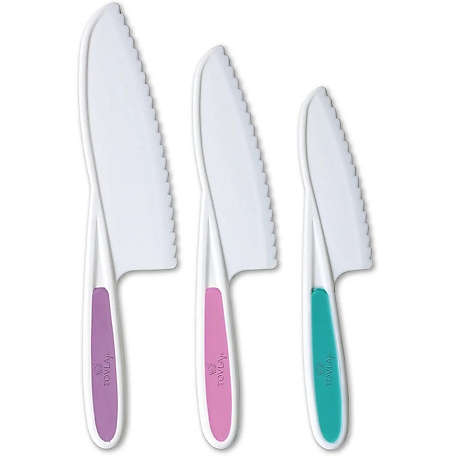 Tovla Jr. Knives for Kids 3 pc. Nylon Kitchen Baking & Cooking Knife Set in 3 Sizes & Colors - BPA-Free Kids' Knives, AON300429
