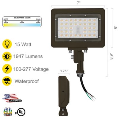 Image showing  15 Watt 3Cct Bronze Flood Light