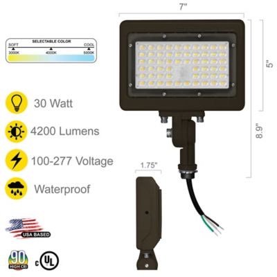 Image showing  30 Watt 3Cct Bronze Flood Light