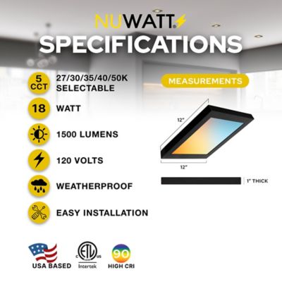 Image showing  1x1 Black Led Surface Mount Panel 18W