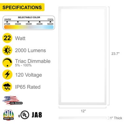 Image showing  1X2 White Led Surface Mount Panel 22W