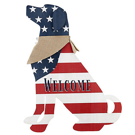 Red Shed Double-Sided Americana Dog Welcome Sign