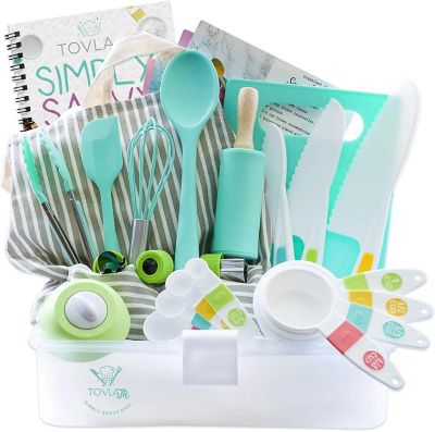 Tovla Jr. Cooking and Baking Gift Set with Storage Case - Junior Chef - Set for Girls' & Boys' - Real Accessories & Utensils