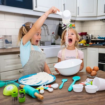 Image showing  Kids Cooking Utensils 4 pc. Set - Toddler Gender Neutral Silicone Cookware with Spatula, Whisk, Tongs & Rolling Pin