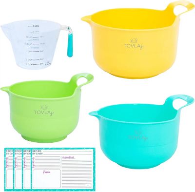 Tovla Jr. Cooking and Baking Mixing Bowl and Pitcher Set for Kids - Baking Set for Girls' & Boys' - Real Accessories & Utensil