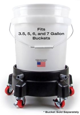 Image showing  250 lb. Capacity 5 gal. Bucket Dolly, Heavy-Duty Fits 3 to 7 gal. Buckets, Black