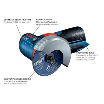 Bosch 3 in. Diameter 12V Max Brushless Grinder, Bare Tool