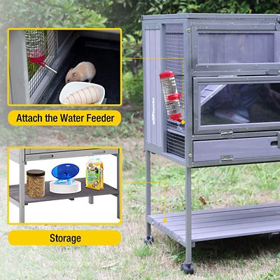 Image showing  Anti-Chewing Wooden Hamster Cage with Metal Iron Frame, 33.6 in. x 19.5 in.