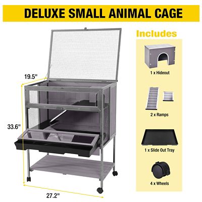 Image showing 6 th Aivituvin Anti-Chewing Wooden Hamster Cage with Metal Iron Frame, 33.6 in. x 19.5 in.
