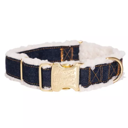 Wrangler Denim and Sherpa Dog Collar Dog Basic Collars