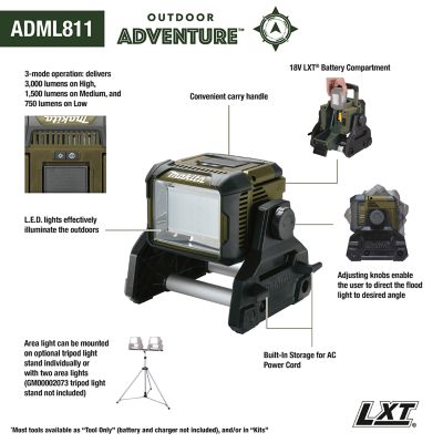 Image showing  Outdoor Adventure 18V LXT LED Area Light, Light Only, ADML811